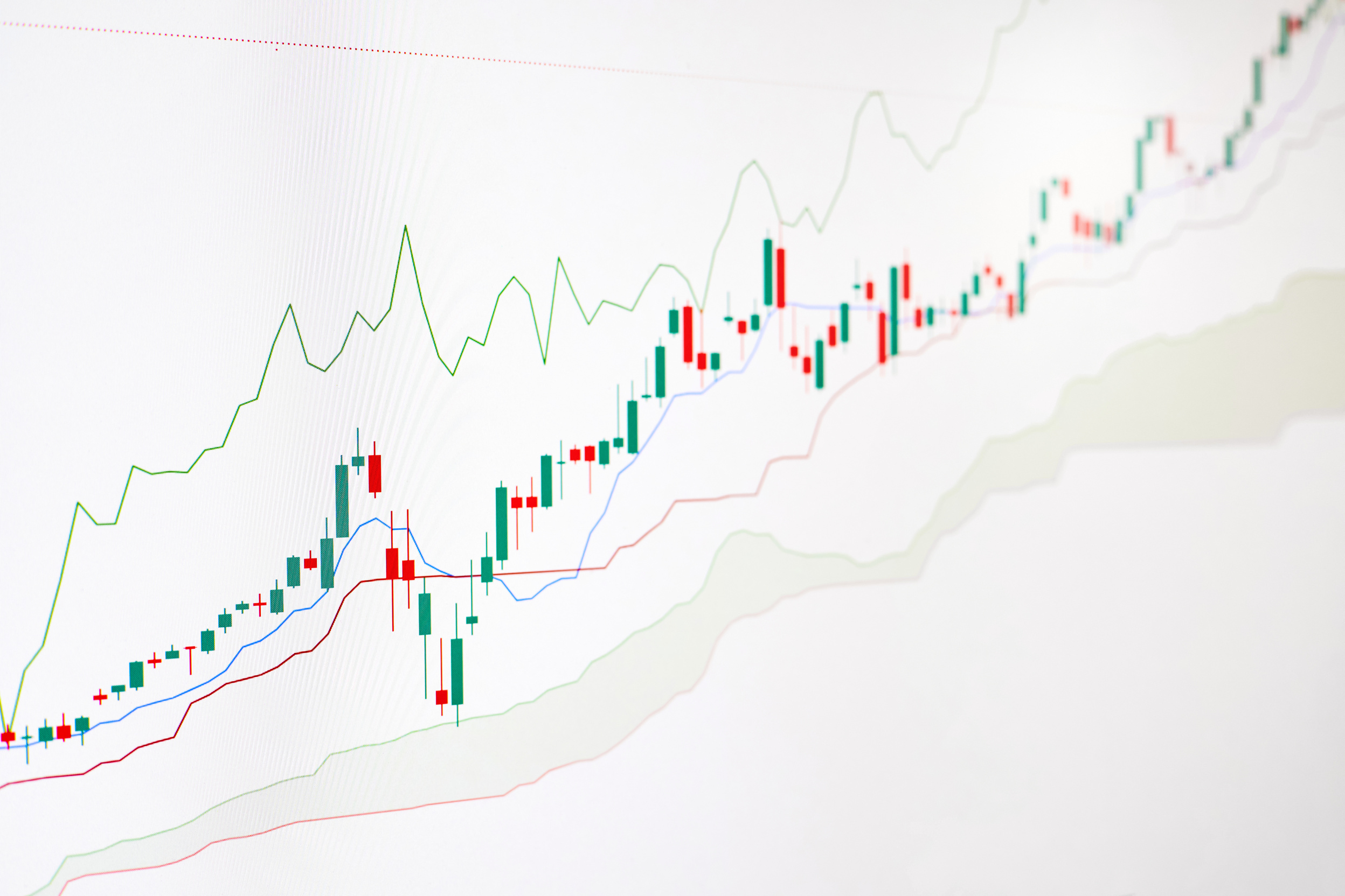 Rising stock market chart on white background